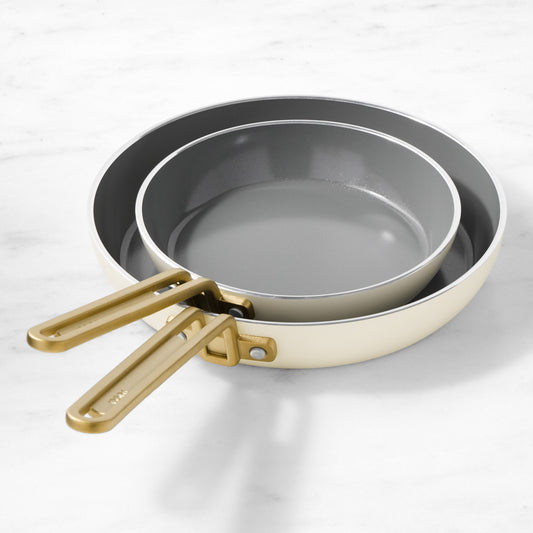 GreenPan Stanley Tucci Ceramic Nonstick Fry Pan, Set of 2,Carrara White,