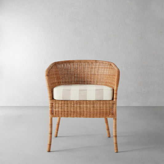 Topanga Armchair Cushion,Basketweave Cabana Stripe\, Stone,
