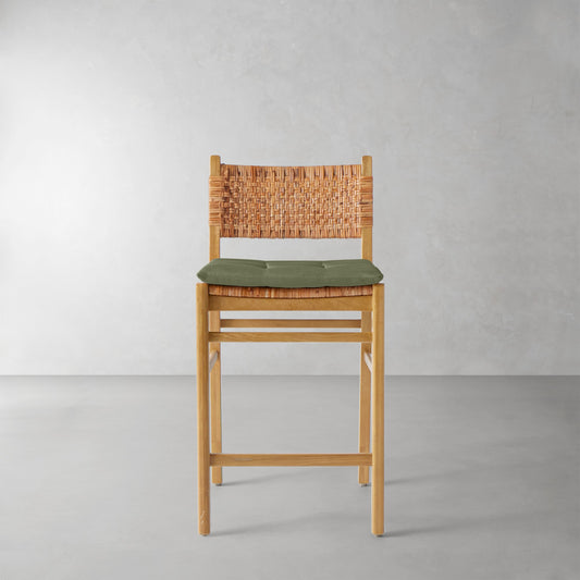 Sullivan Counter Stool Cushion,Sunbrella Performance Canvas\, Fern,