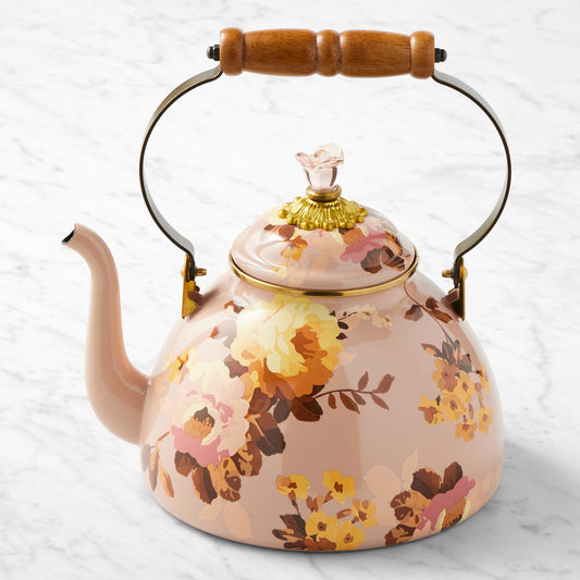 MacKenzie-Childs Wild Rose Mauve Tea Kettle,3-Qt.,
