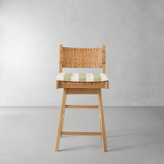 Sullivan Swivel Counter Stool Cushion,Basketweave Cabana Stripe\, Pistachio,