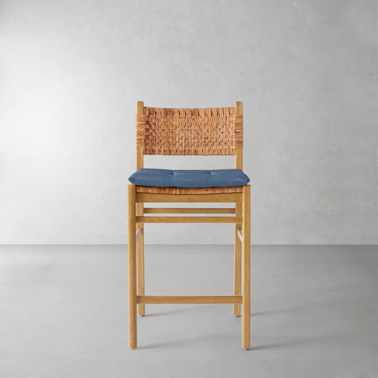 Sullivan Counter Stool Cushion,Sunbrella Performance Canvas\, Denim,