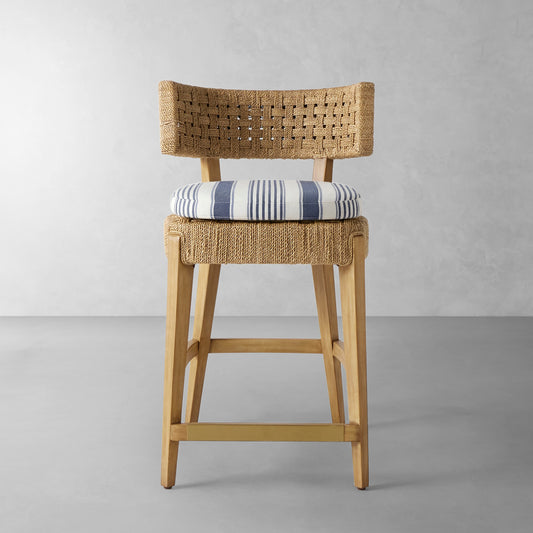 Santorini Counter Stool Cushion,Georgia Stripe\, Navy,