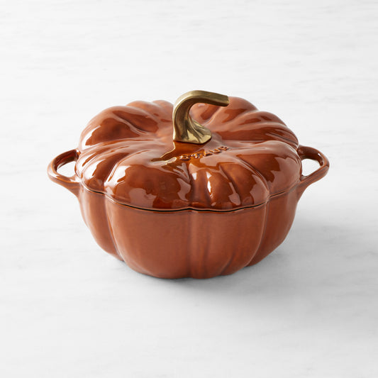 Staub Enameled Cast Iron Pumpkin Cocotte, 3.5-Qt.,Burnt Orange,