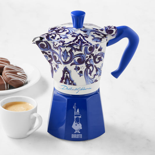 Bialetti Moka Dolce & Gabbana Stovetop Espresso Maker, Blu Mediterraneo,& Gabbana Express Stovetop Espresso Maker\, Blu Mediterraneo\, 6-cup,