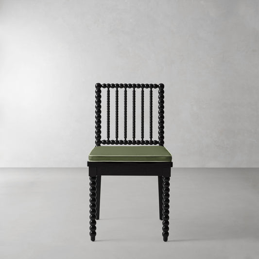 Spindle Dining Side Chair Cushion,Sunbrella Performance Canvas\, Fern with Sage Piping,
