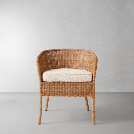 Topanga Armchair Cushion,Morris & Co.\, Larkspur Natural with Flax Piping,