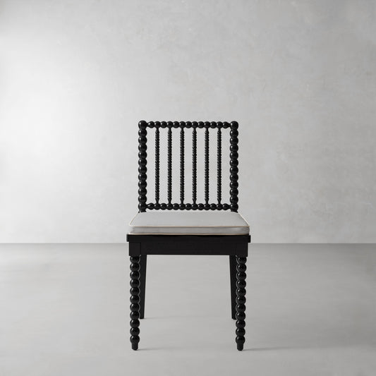 Spindle Dining Side Chair Cushion,Sunbrella Performance Canvas\, Granite with Flint Piping,