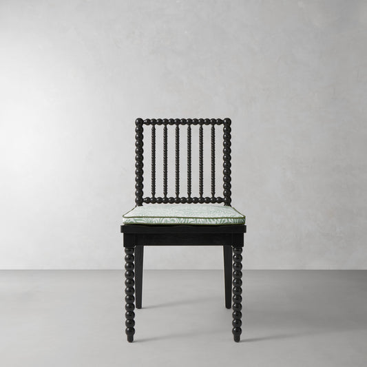 Spindle Dining Side Chair Cushion,Morris & Co.\, Larkspur Sage with Fern Piping,
