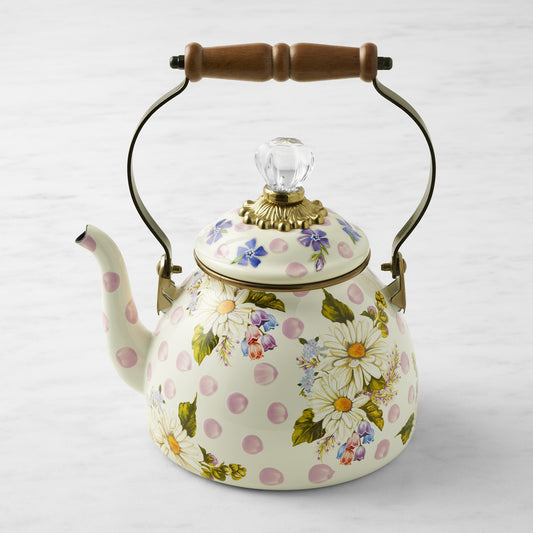 MacKenzie-Childs Wildflowers Tea Kettle,Pink,