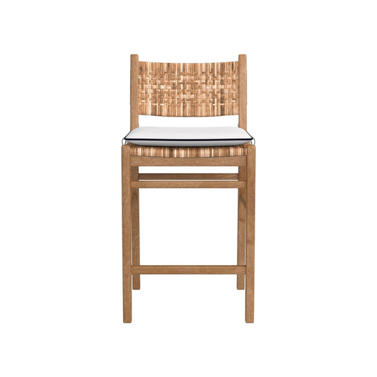 Sullivan Counter Stool Cushion,Sunbrella Performance Canvas\, White with Navy Piping,