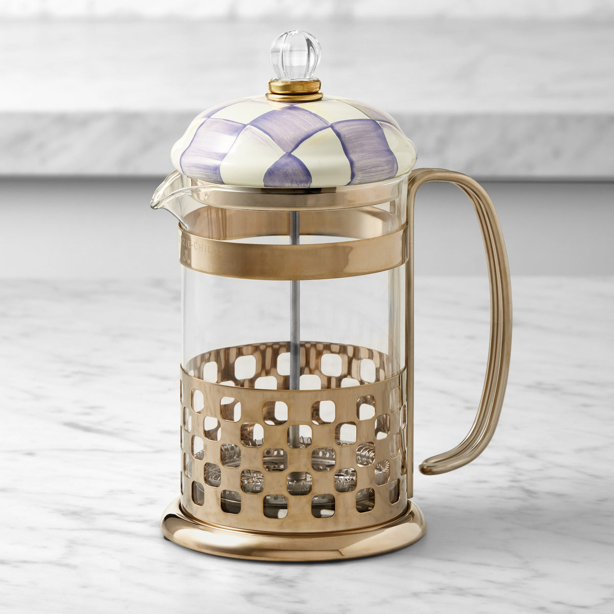MacKenzie-Childs Violet Check French Press,,WSNOADS