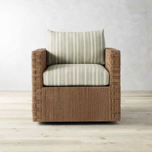 Lisbon Barrel Back Swivel Chair Cushion,Sunbrella Tranquil\, Sage,
