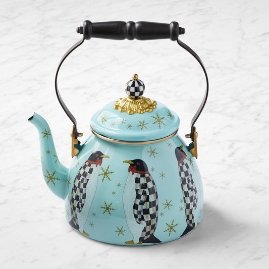 MacKenzie-Childs Penguin Parade Tea Kettle, 2-Qt.,,WSNOADS