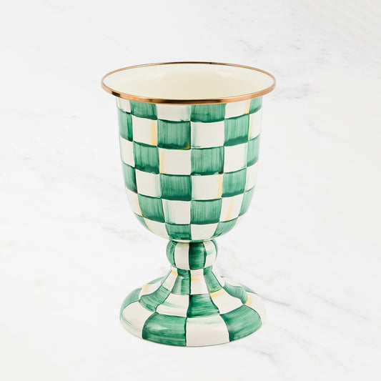 MacKenzie-Childs Emerald Check Pedestal Vase,,WSNOADS