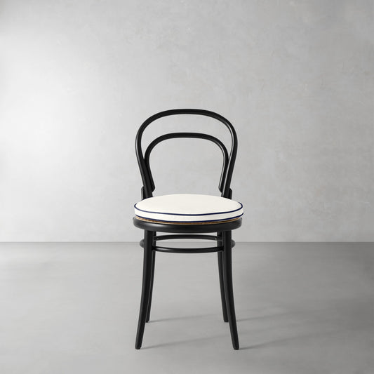 Ton 14 Side Chair Cushion,Sunbrella Performance Canvas\, White with Navy Piping,