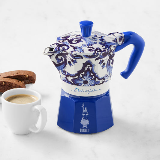 Bialetti Moka Dolce & Gabbana Stovetop Espresso Maker, Blu Mediterraneo,& Gabbana Express Stovetop Espresso Maker\, Blu Mediterraneo\, 3-cup,