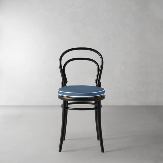 Ton 14 Side Chair Cushion,Sunbrella Performance Canvas\, Denim Blue with Light Blue Piping,