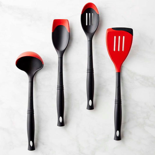 Le Creuset Bi-Material Utensils, Set of 4,Red,