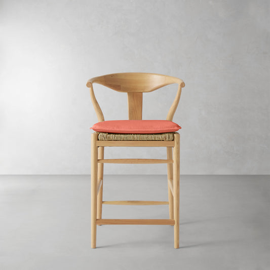 Baldwin Counter Stool Cushion,Sunbrella Performance Canvas\, Persimmon,