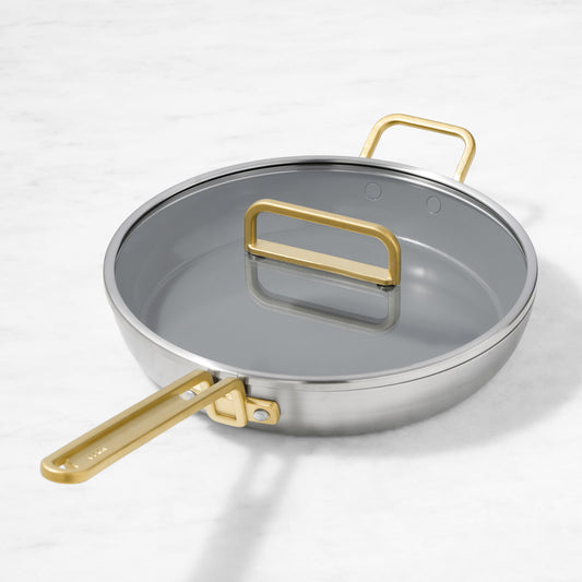 GreenPan Stanley Tucci Stainless-Steel Ceramic Nonstick Fry Pan with Lid, 12",,