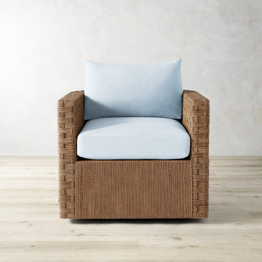 Lisbon Barrel Back Swivel Chair Cushion,Sunbrella Performance Canvas\, Light Blue,