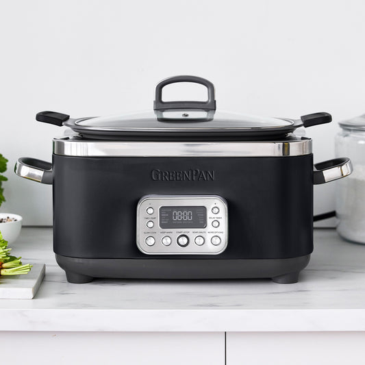 GreenPan Elite Slow Cooker, 6-qt,Black Steel,