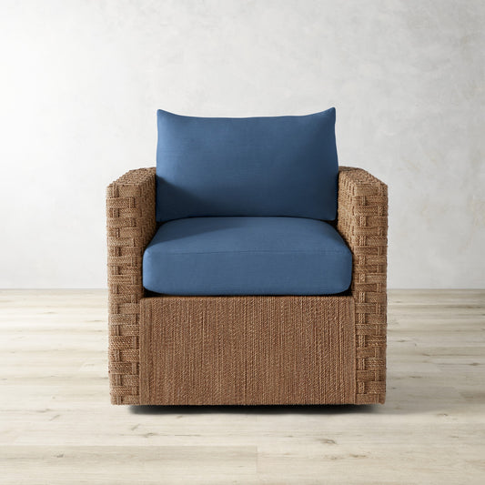 Lisbon Barrel Back Swivel Chair Cushion,Denim,