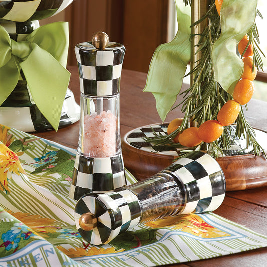 MacKenzie-Childs Courtly Check Salt & Pepper Mills, 7",Mackenzie Childs Courtly Check Salt Mill,
