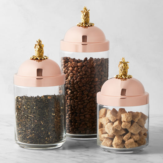 Ruffoni Glass Canisters with Pineapple Knob, Set of 3,,WSNOADS