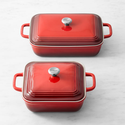 Le Creuset San Francisco Stoneware Covered Baker, Set of 4,Cerise Red,