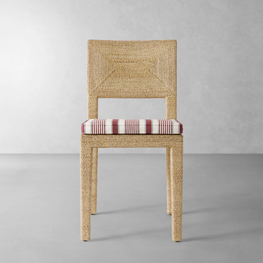 Point Reyes Side Chair Cushion,Georgia Stripe\, Red,