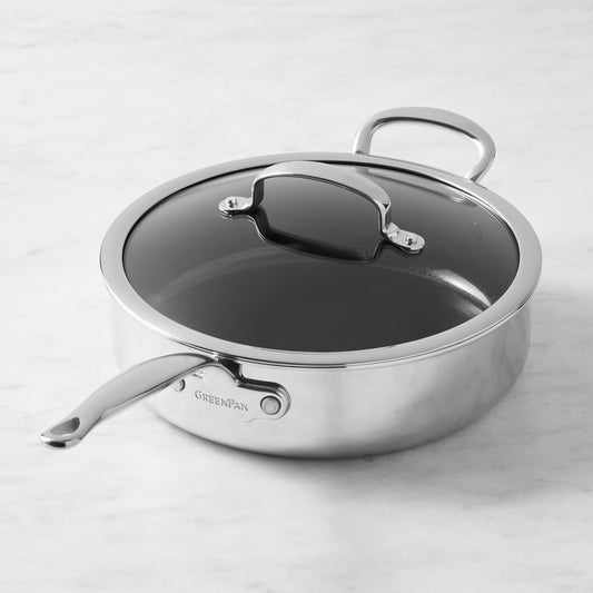 GreenPan Premiere Max Stainless-Steel Ceramic Nonstick Covered Sauté Pan,GreenPan Premiere Stainless-Steel Ceramic Nonstick Covered Saute Pan\, 4-Qt.,