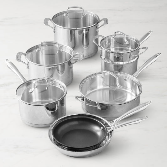 Cuisinart Professional Series Stainless-Steel Ceramic Nonstick Mixed Material 13-Piece Cookware Set,,
