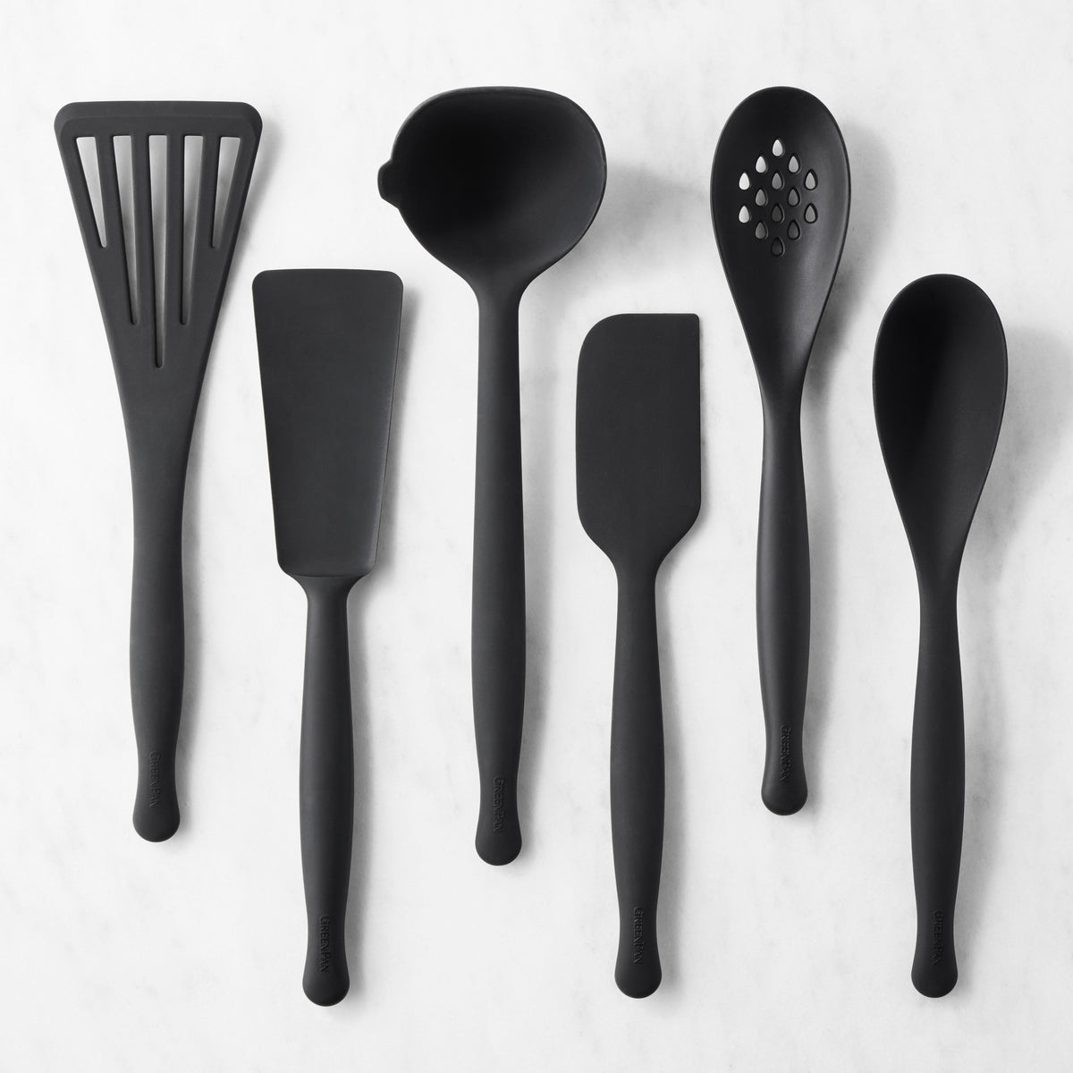 GreenPan Premiere Silicone Tools, Set of 6,Black,