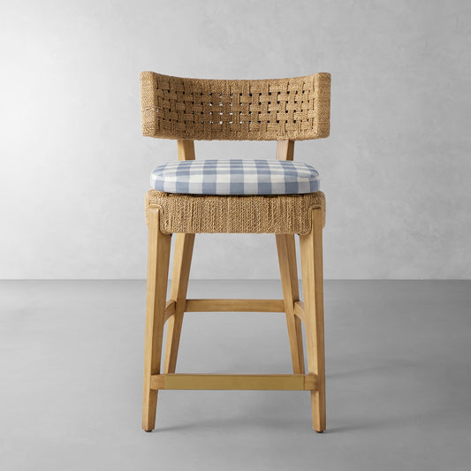 Santorini Counter Stool Cushion,Blanche Buffalo Check\, Light Blue,