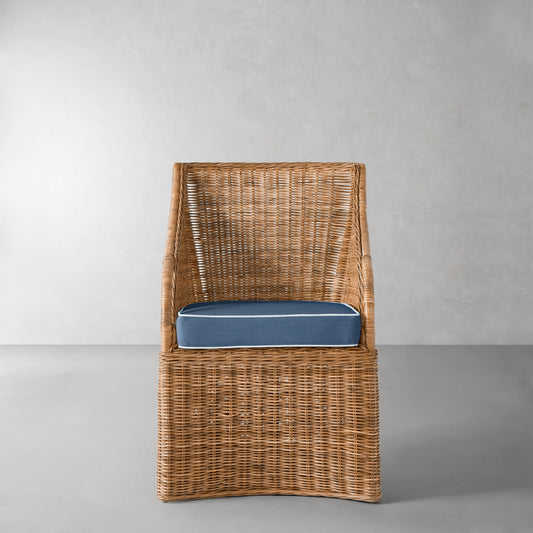 Farallon Armchair Cushion,Sunbrella Performance Canvas\, Denim Blue with Light Blue Piping,
