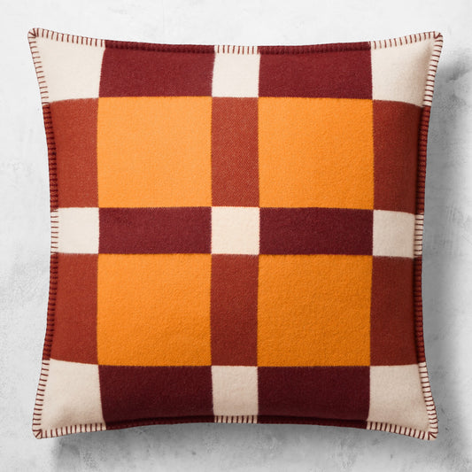 Keiran Wool Jacquard Pillow Cover, Orange,WSNOADS,Patterned Pillows