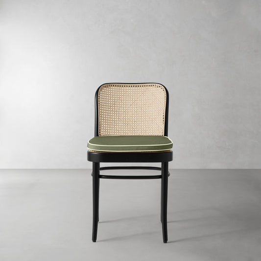 Ton 811 Side Chair Cushion,Sunbrella Performance Canvas\, Fern with Sage Piping,