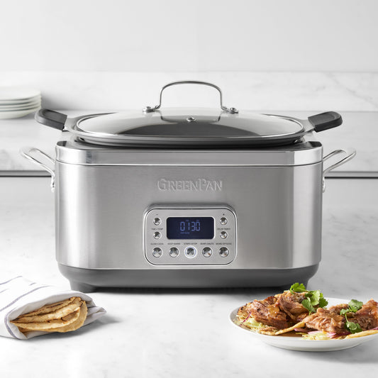 GreenPan Premiere Stainless-Steel Slow Cooker, 6-qt,,