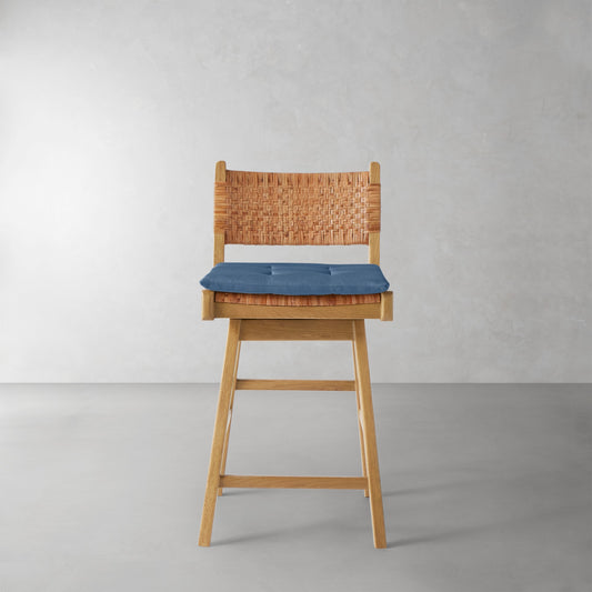 Sullivan Swivel Counter Stool Cushion,Sunbrella Performance Canvas\, Denim,