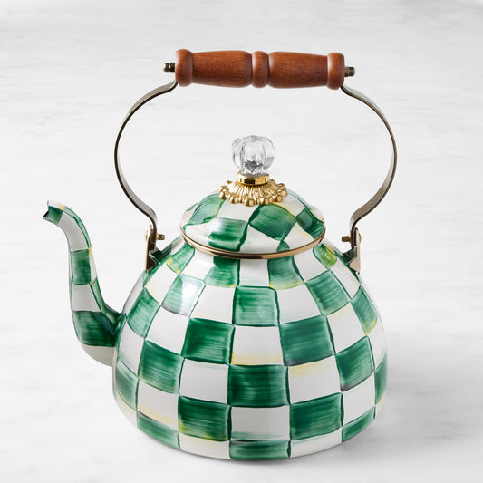 MacKenzie-Childs Emerald Check Tea Kettle,3-Qt.,