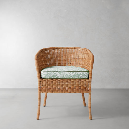 Topanga Armchair Cushion,Morris & Co.\, Larkspur Sage with Fern Piping,
