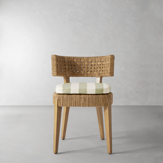 Santorini Side Chair Cushion,Basketweave Cabana Stripe\, Pistachio,