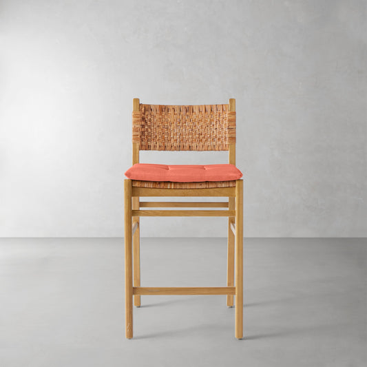 Sullivan Counter Stool Cushion,Sunbrella Performance Canvas\, Persimmon,