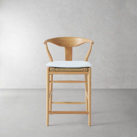Baldwin Counter Stool Cushion,Sunbrella Performance Canvas\, Light Blue,