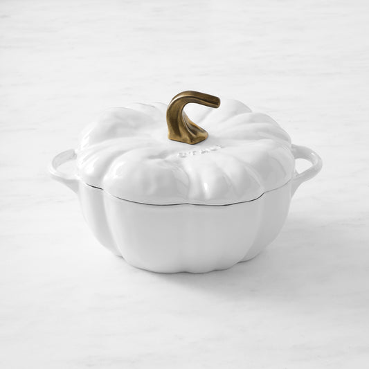 Staub Enameled Cast Iron Pumpkin Cocotte, 3.5-Qt.,White,