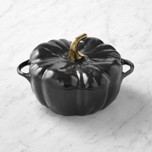 Staub Enameled Cast Iron Pumpkin Cocotte, 3.5-Qt.,Black,