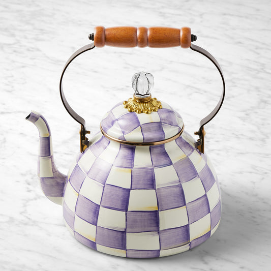 MacKenzie-Childs Violet Check Tea Kettle,Teakettle\, 3-Qt.\, Violet Check,