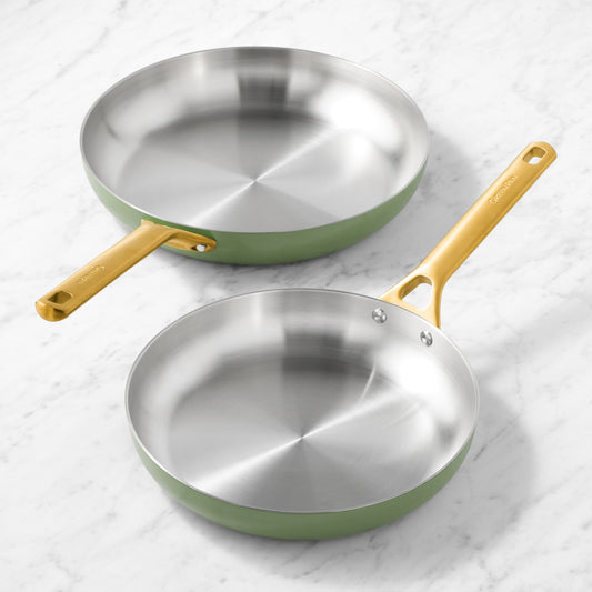 GreenPan Reserve Pro Stainless-Steel Color Series Fry Pan Set, 10" & 12",Sage,